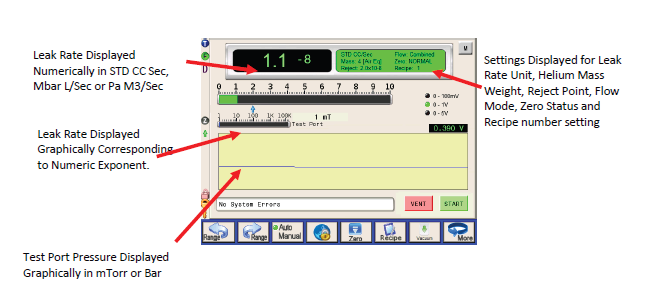 MS-50GT-ATEQ-1 Helum tracer gas tester software interface